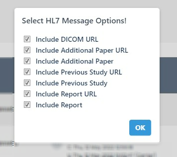 XRAD HL7 Message Selection
